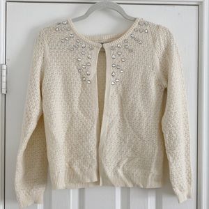 Off-white sweater cardigan with embellishments